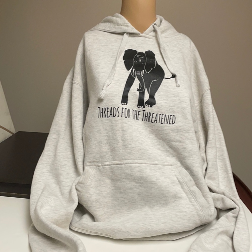 Gray hoodie “Threads For The Threatened”